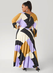 Geo Print A Line Maxi Dress Multi | Ashley Stewart