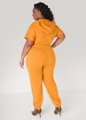 French Terry Joggers Jumpsuit Desert Sun | Ashley Stewart