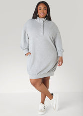 Button Front Sweatshirt Dress Heather Grey | Ashley Stewart