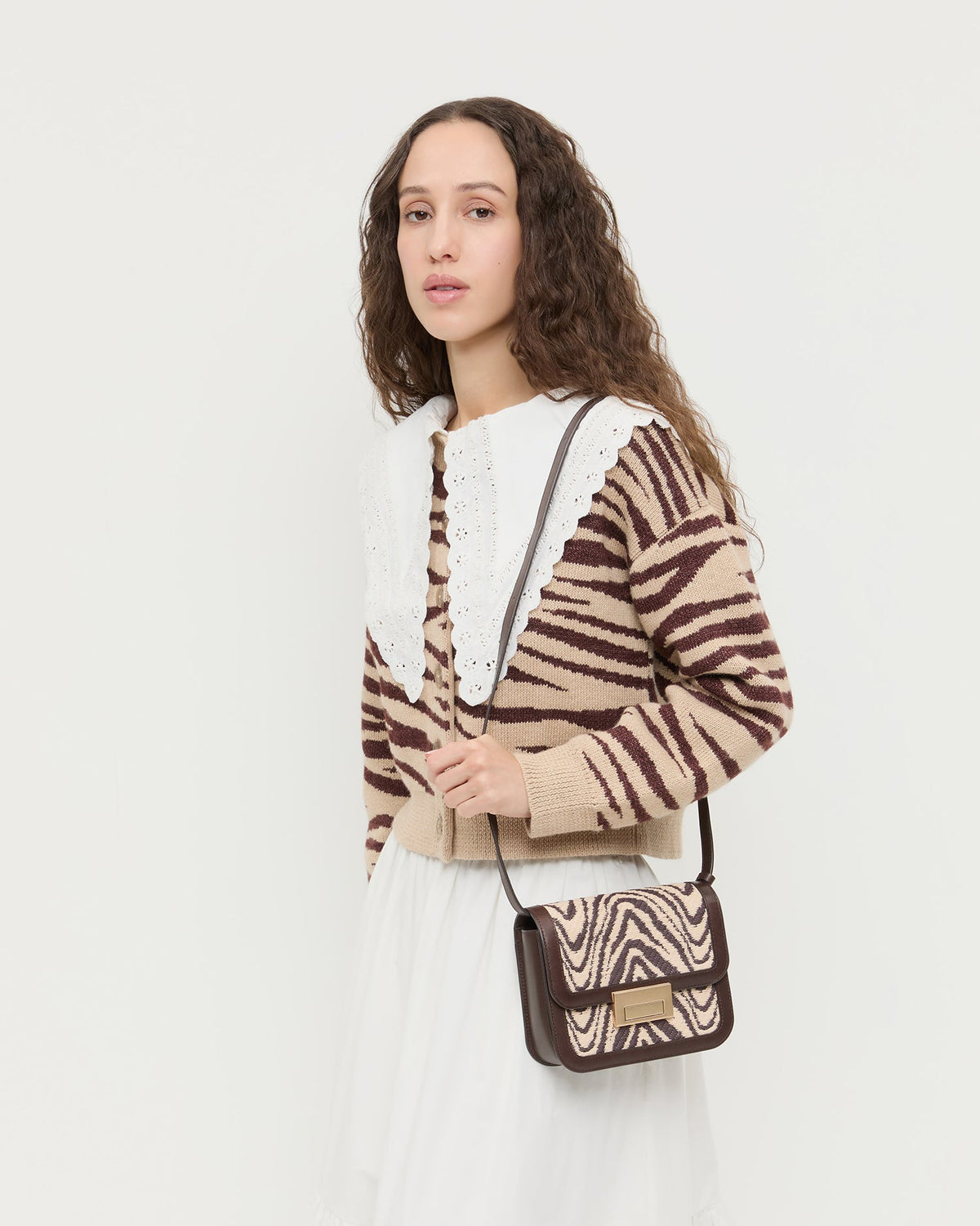 Loeffler Randall Desi Zebra Straw Crossbody