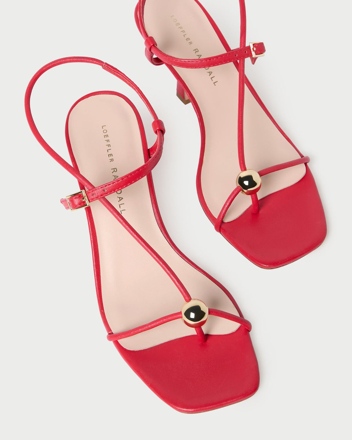 Loeffler Randall Triana Red Leather Mid-Heel Sandal