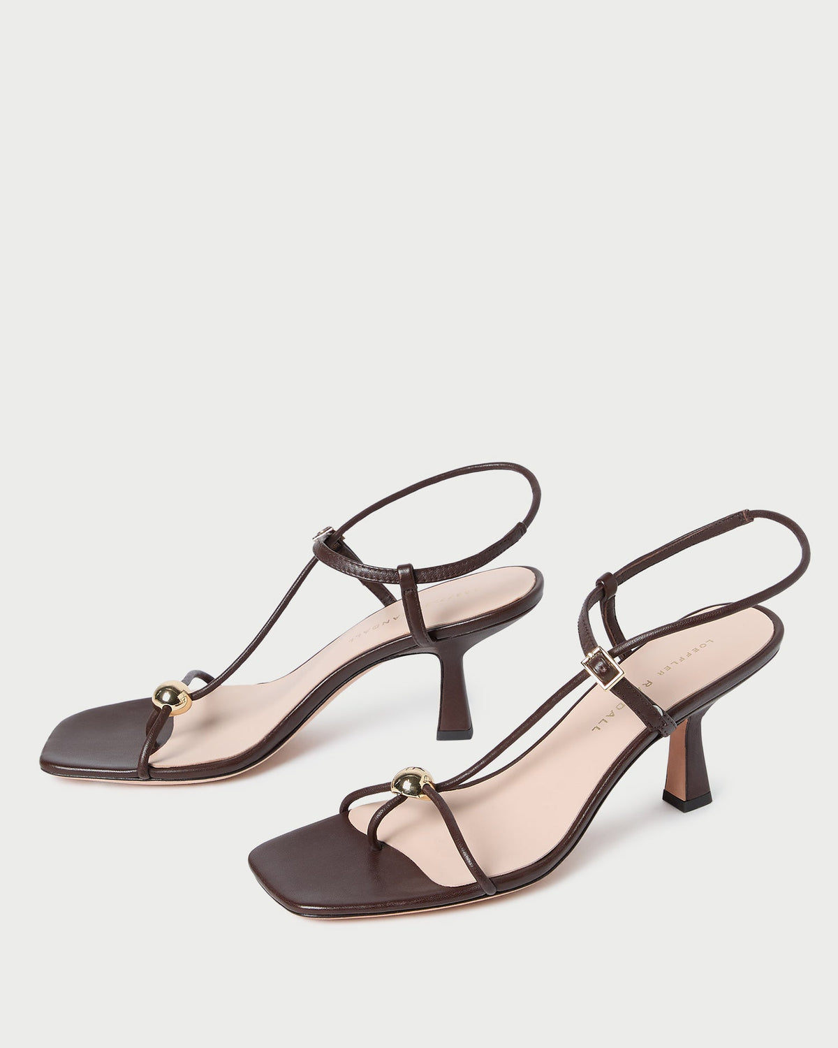 Loeffler Randall Triana Espresso Leather Mid-Heel Sandal