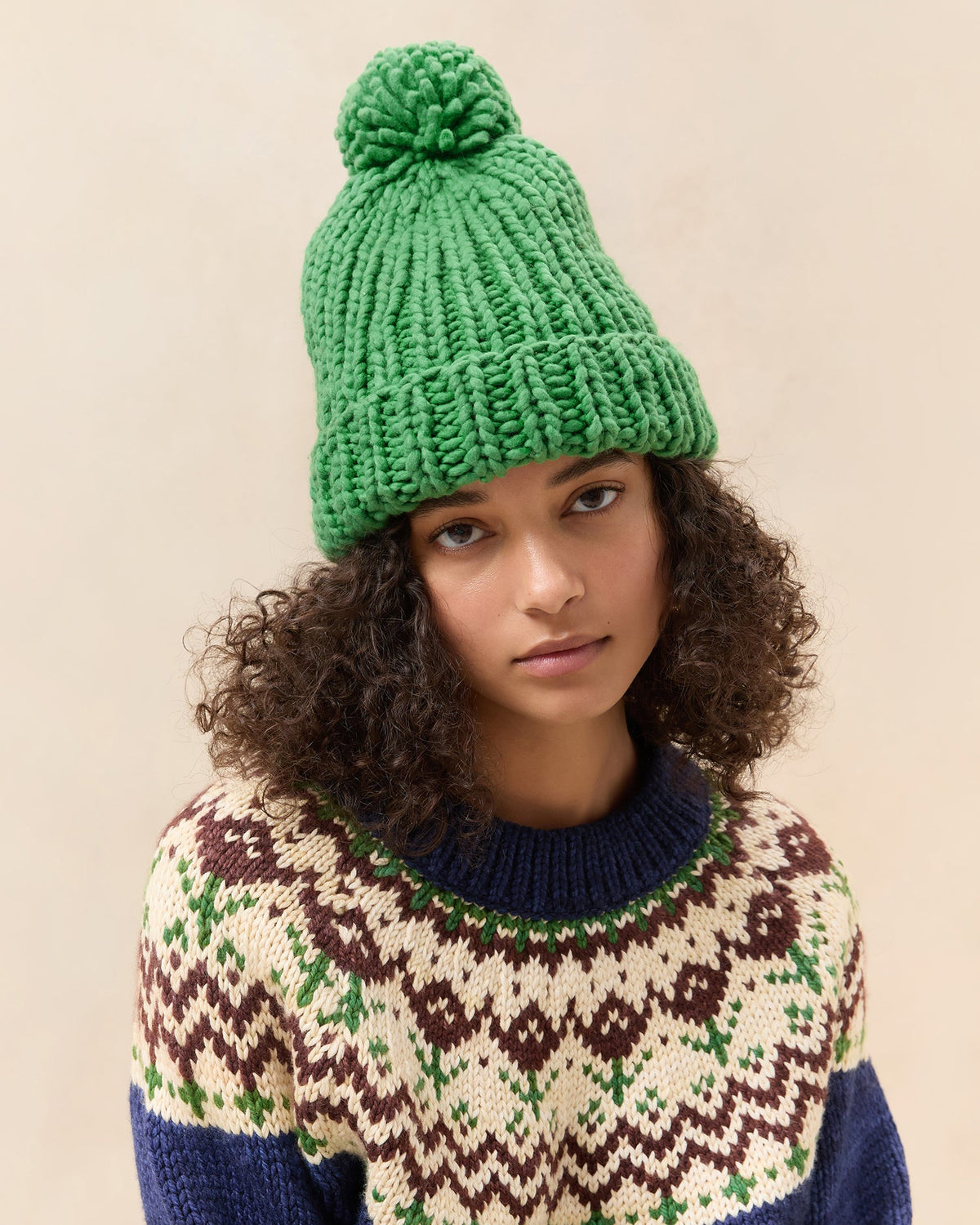 Loeffler Randall Ava Fern Knit Pompom Hat