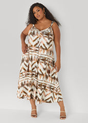Abstract Print Midaxi Dress Potting Soil | Ashley Stewart