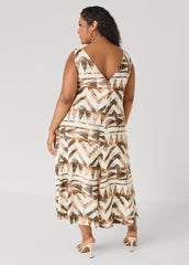 Abstract Print Midaxi Dress Potting Soil | Ashley Stewart