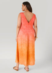 Knotted Ombre Midaxi Dress Orangeade | Ashley Stewart