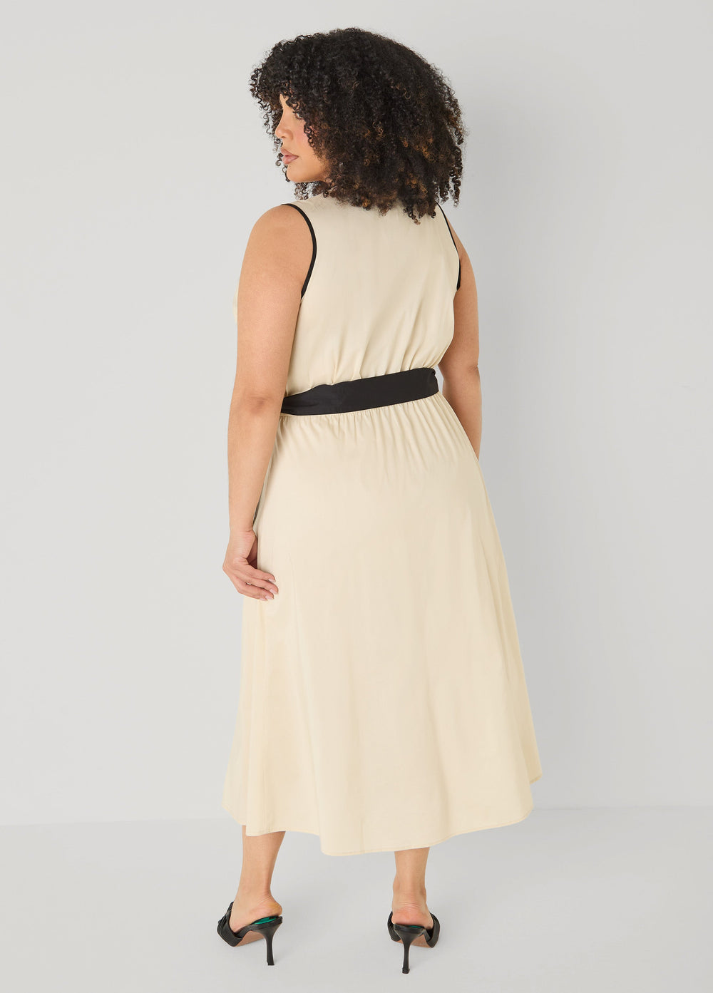 Cotton Blend A Line Wrap Dress Bleached Sand | Ashley Stewart