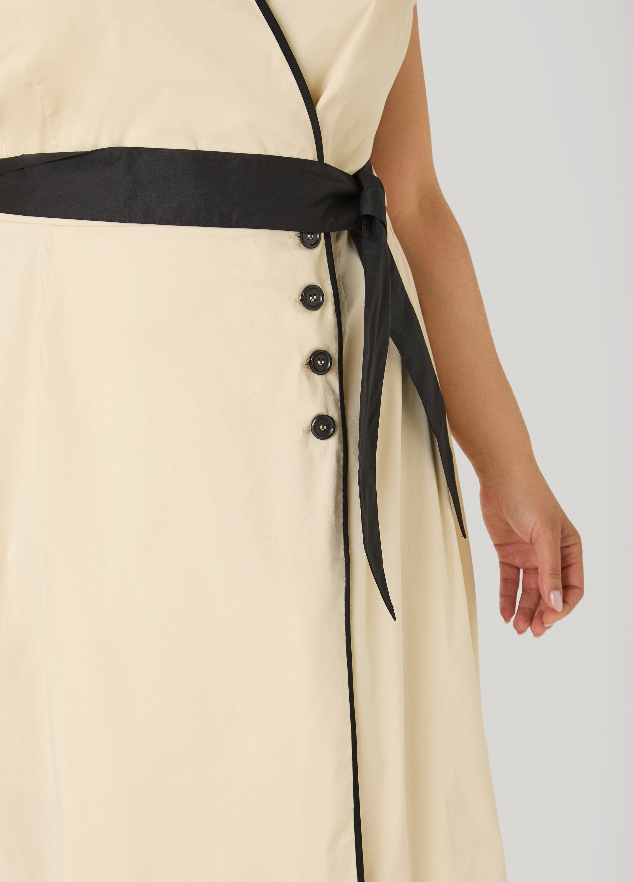 Cotton Blend A Line Wrap Dress Bleached Sand | Ashley Stewart
