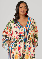 Tie Front Tropical Print Jumpsuit Multi | Ashley Stewart