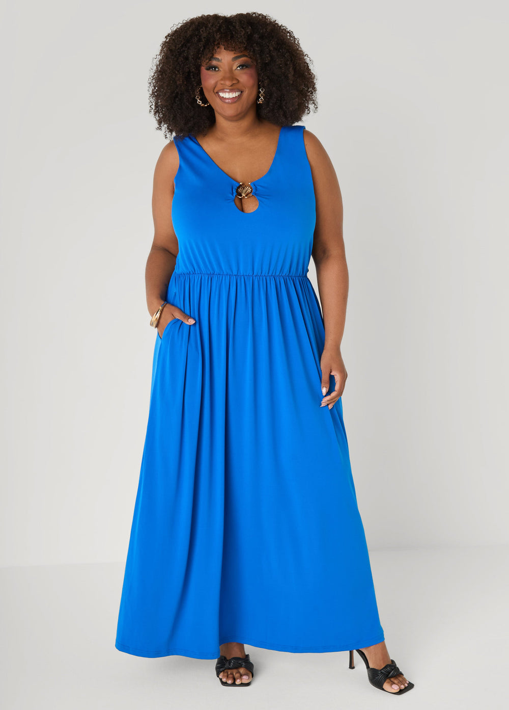Shell Embellished Maxi Dress Orangeade | Ashley Stewart