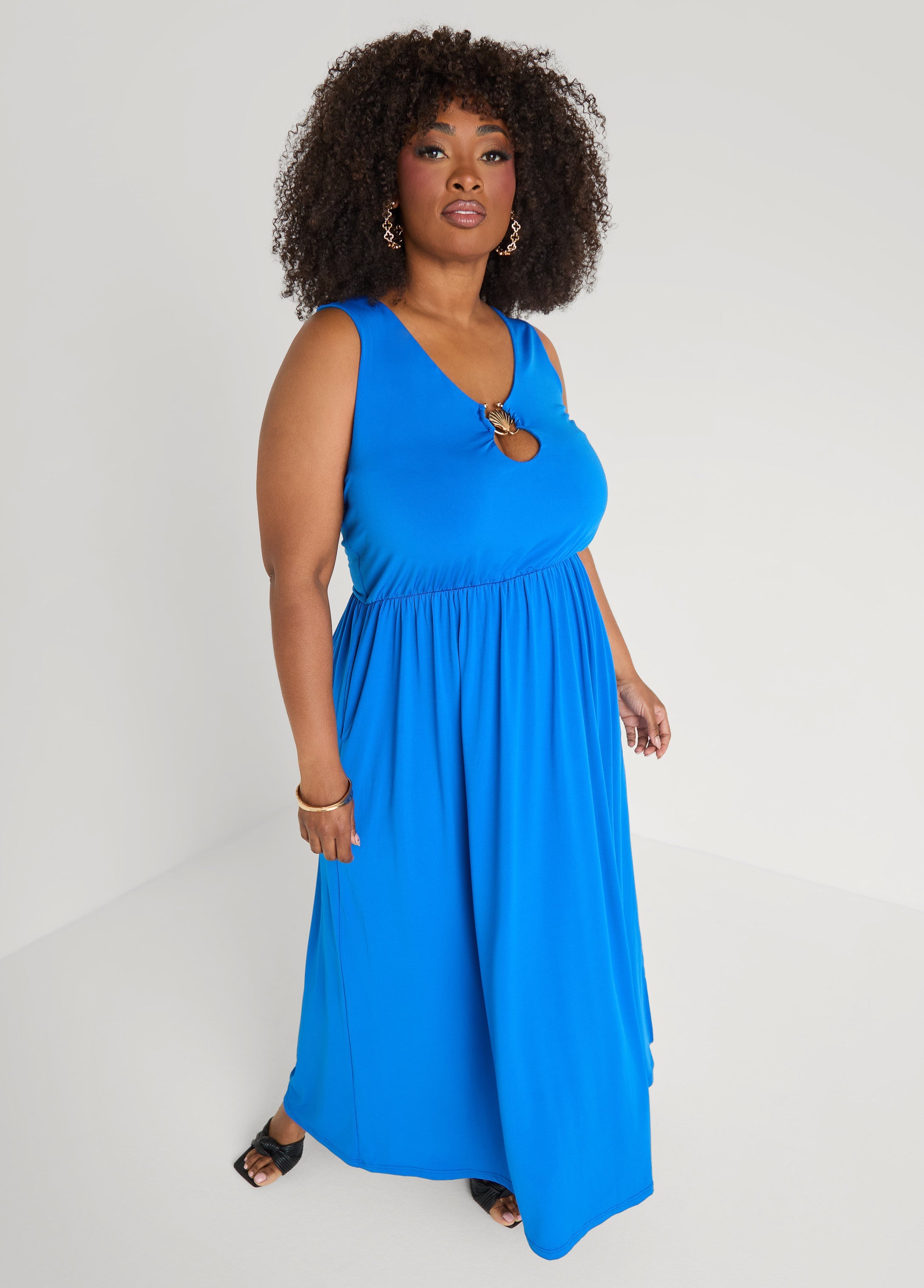 Shell Embellished Maxi Dress Orangeade | Ashley Stewart