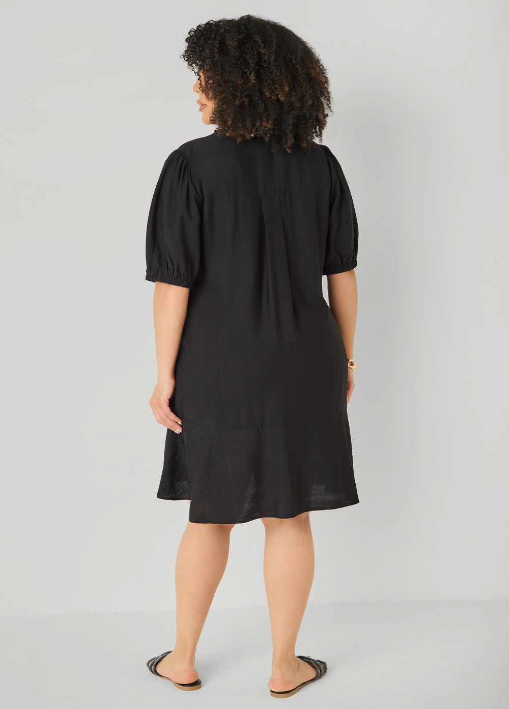Leopard Trimmed Flounced Dress Black Combo | Ashley Stewart