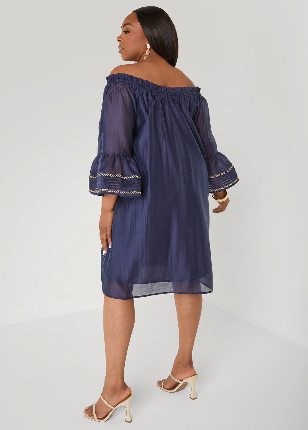 Embroidered Off The Shoulder Dress Orangeade | Ashley Stewart