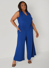 Wide Leg Tie Back Jumpsuit Sodalite | Ashley Stewart