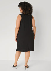 Two Tone Button Front Dress Black White | Ashley Stewart