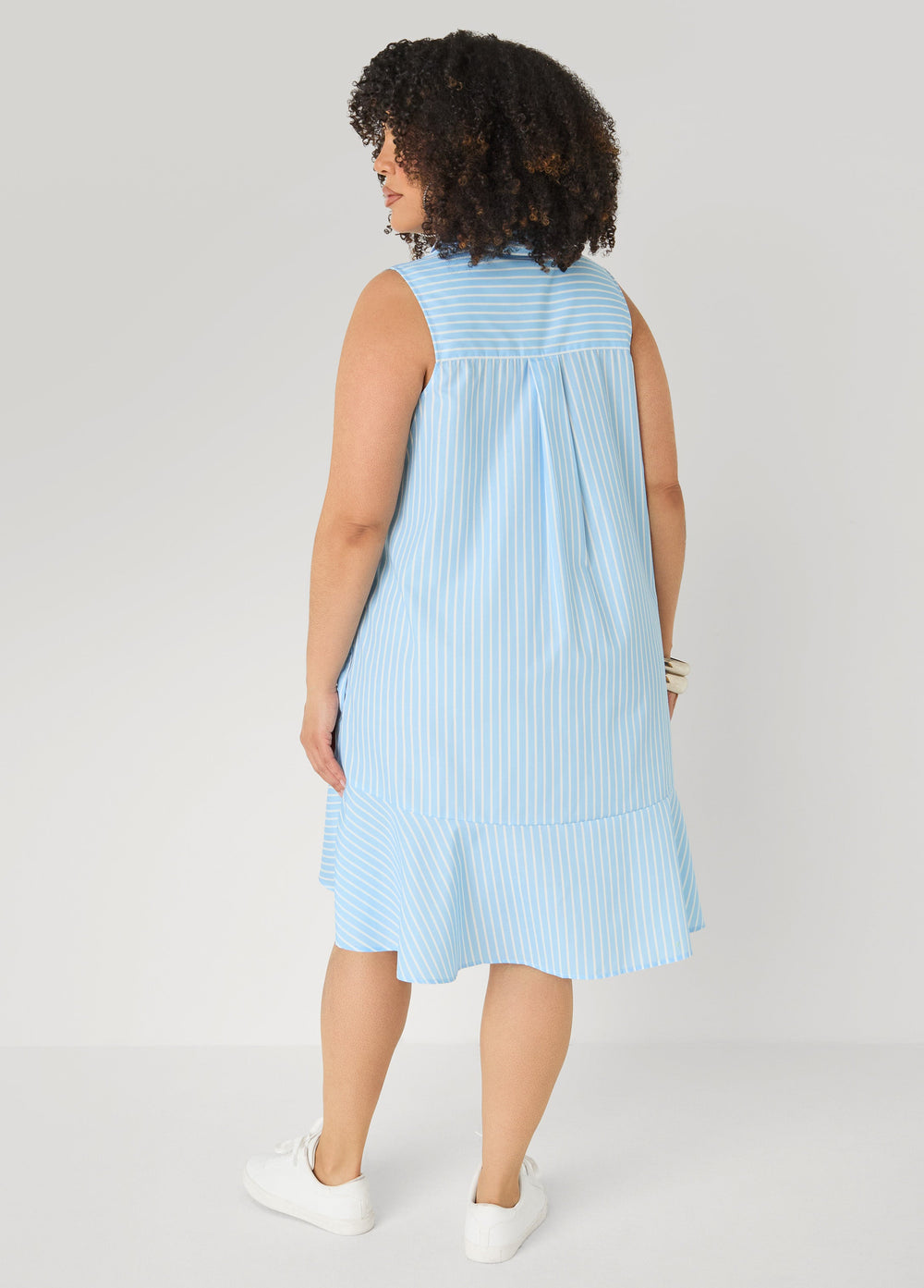 Flounced Striped Shirtdress POWDER BLUE | Ashley Stewart