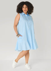 Flounced Striped Shirtdress POWDER BLUE | Ashley Stewart