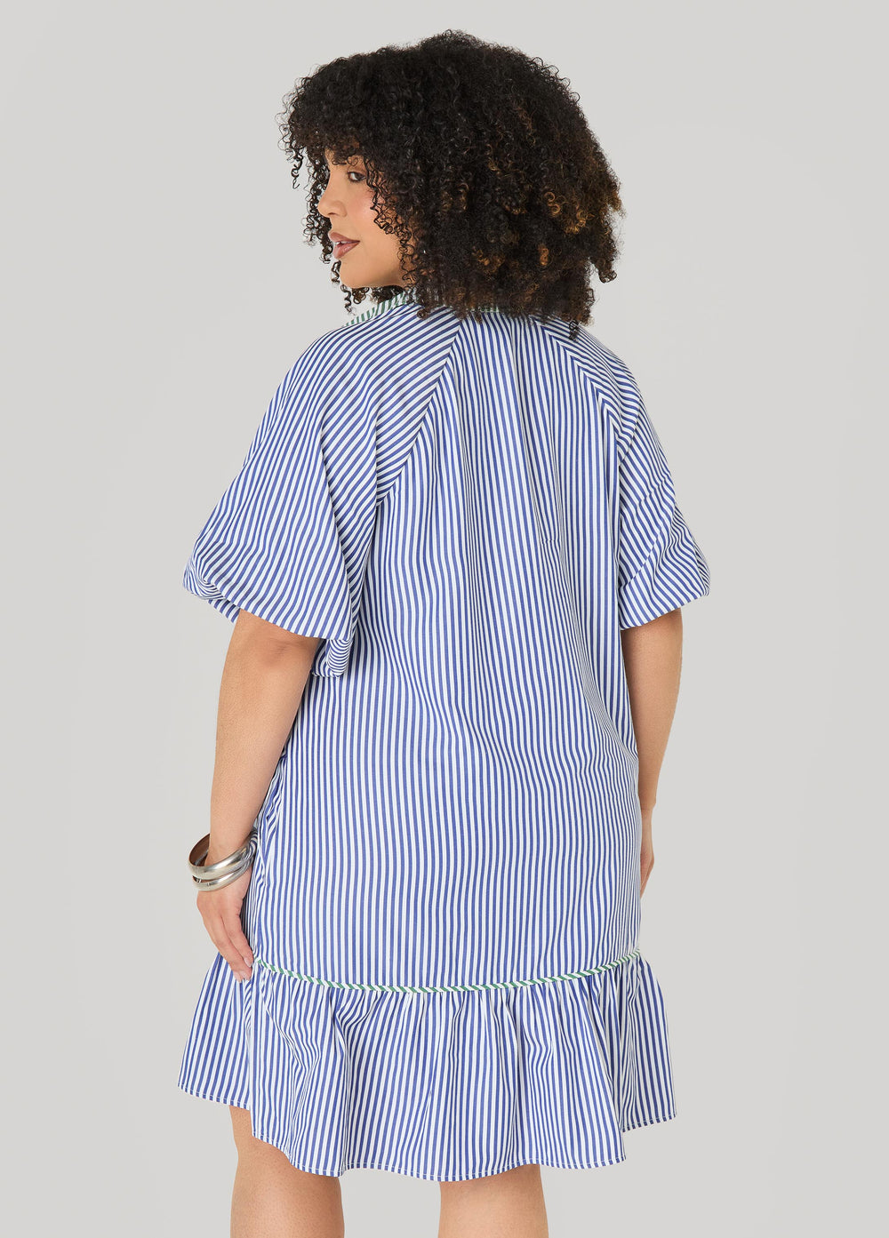Two Tone Striped Shirtdress Denim | Ashley Stewart