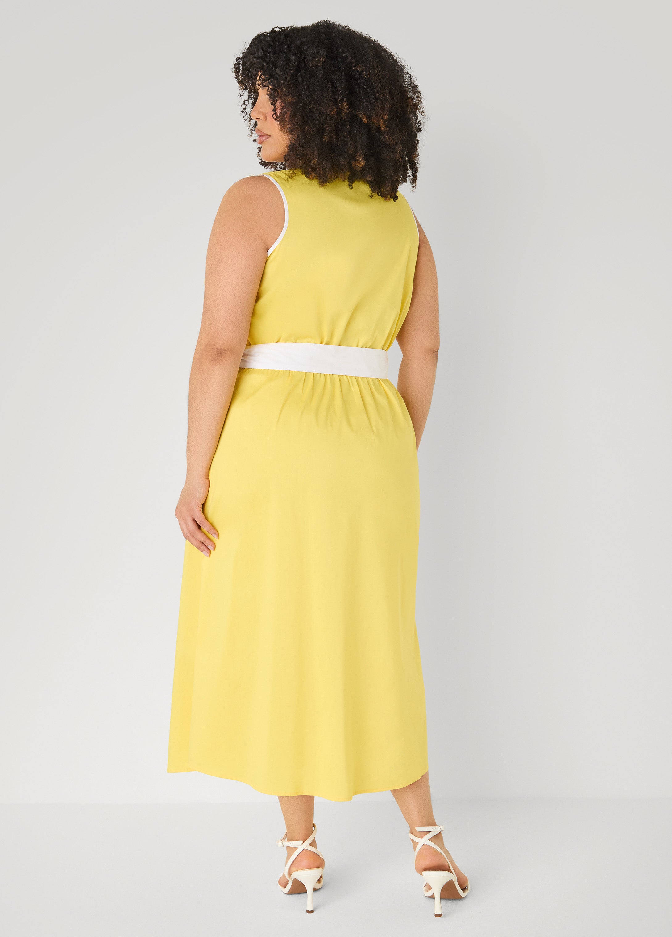 Cotton Blend Wrap Dress Primrose Yellow | Ashley Stewart