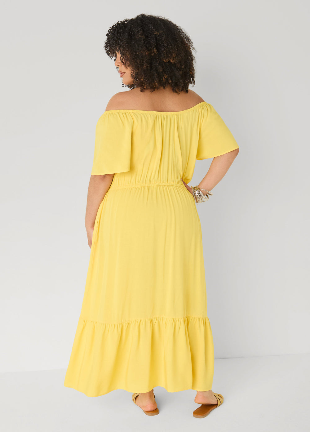 Off The Shoulder Maxi Dress Bud Green | Ashley Stewart