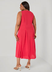 Pleated Maxi Shirtdress Poinsettia | Ashley Stewart