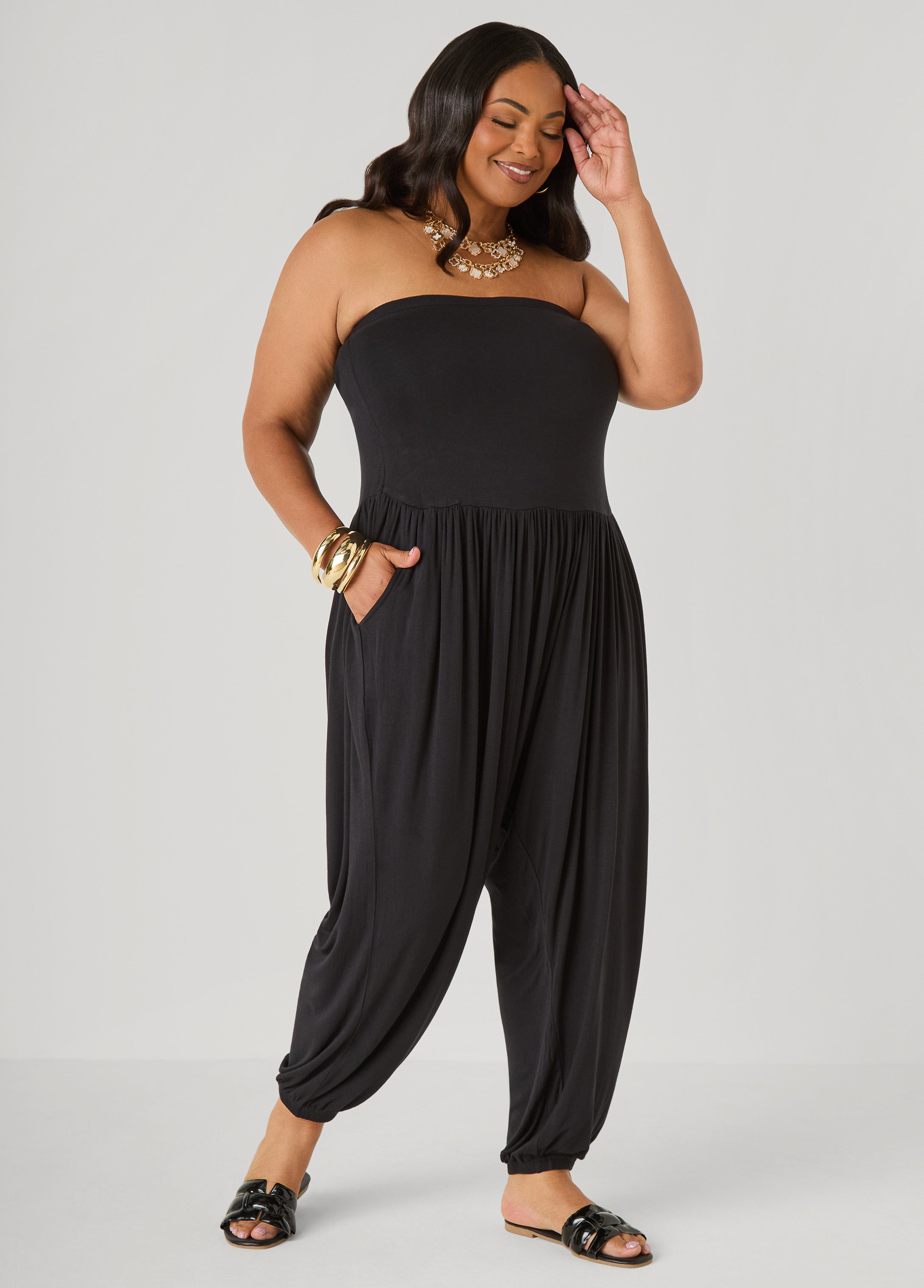 Strapless Harem Leg Jumpsuit Koi | Ashley Stewart