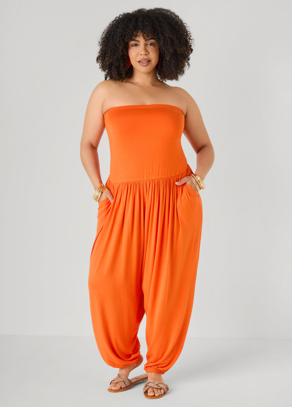 Strapless Harem Leg Jumpsuit Koi | Ashley Stewart