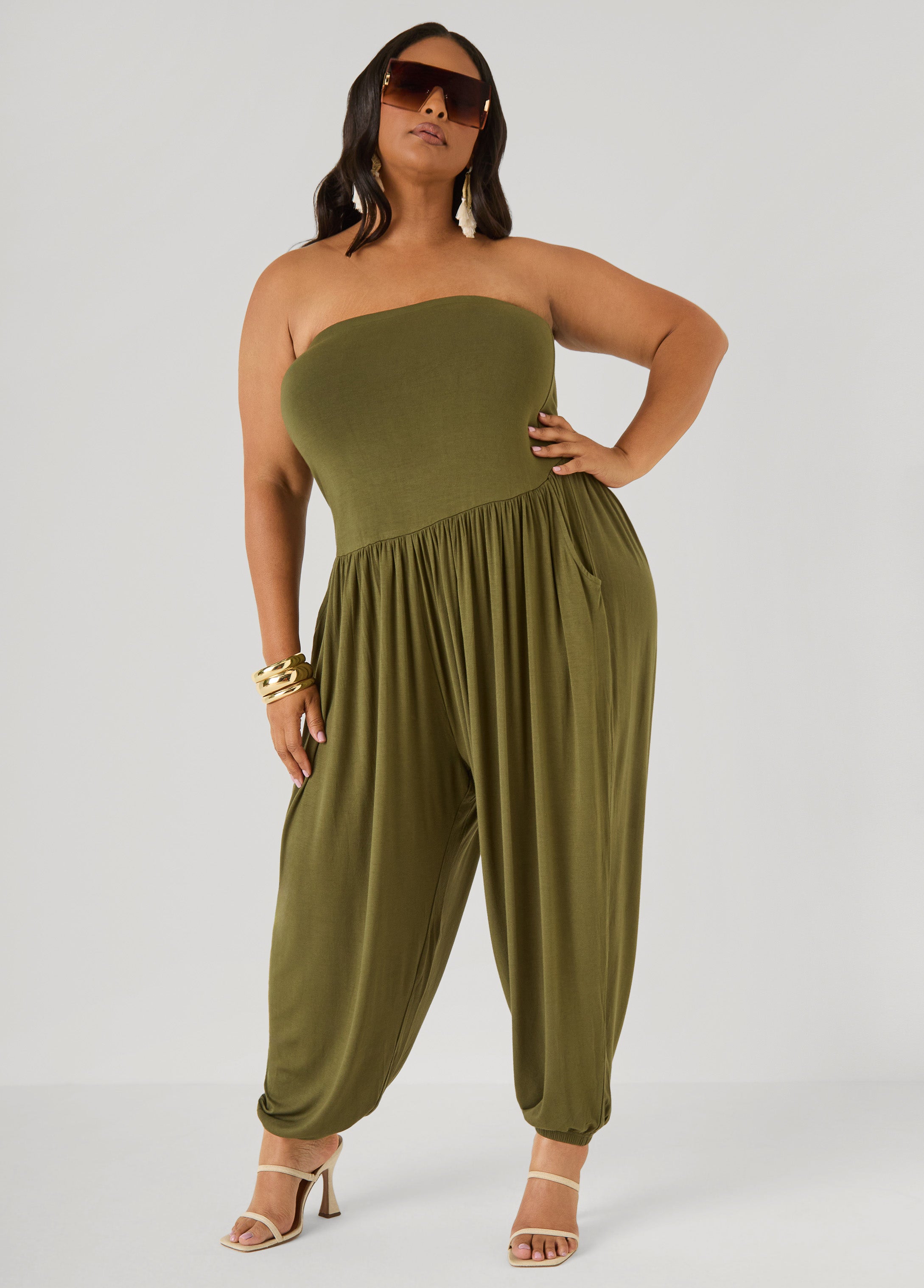 Strapless Harem Leg Jumpsuit Koi | Ashley Stewart