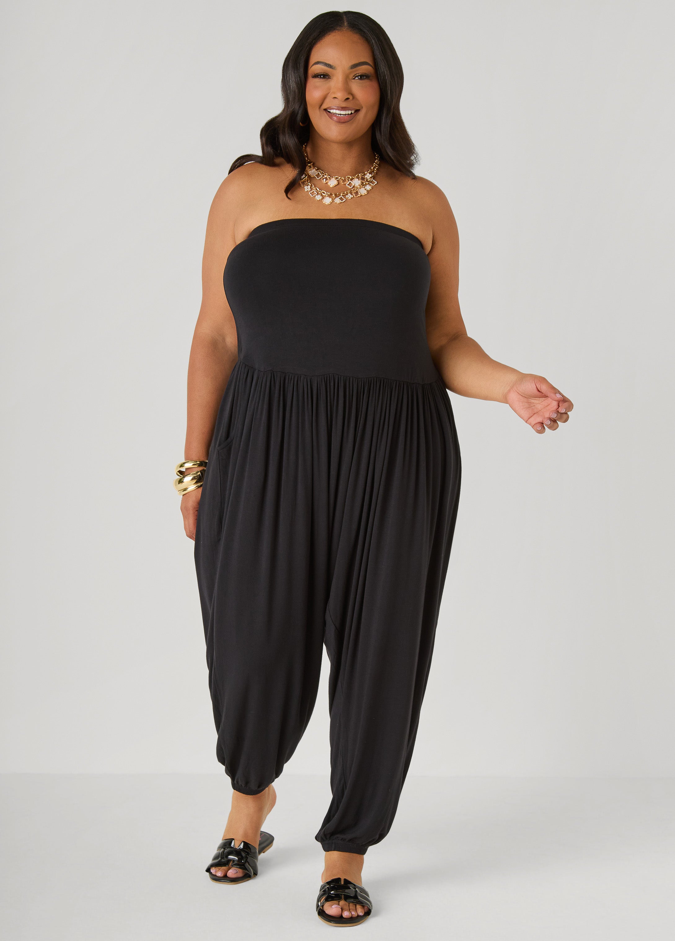 Strapless Harem Leg Jumpsuit Koi | Ashley Stewart