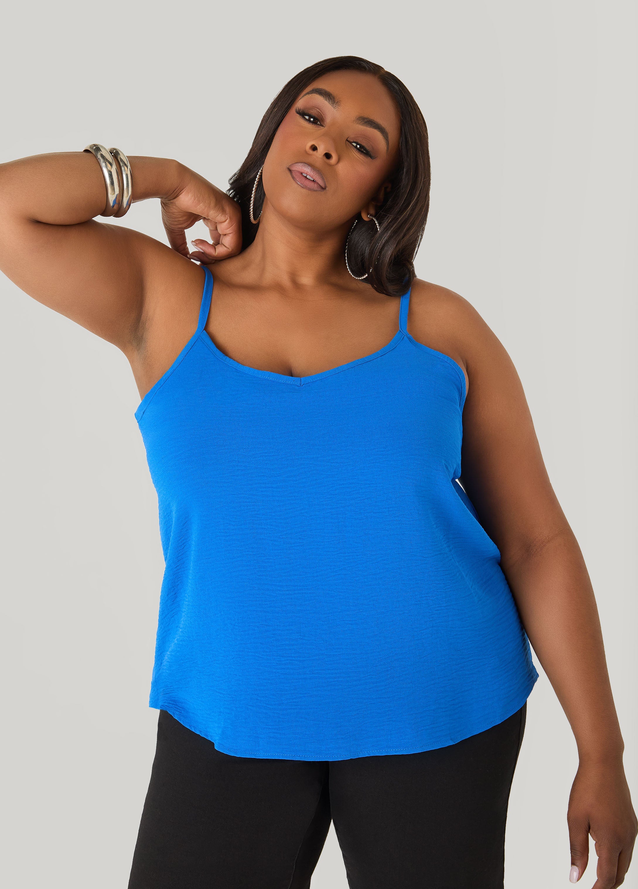 Textured V Neck Cami Primrose Yellow | Ashley Stewart