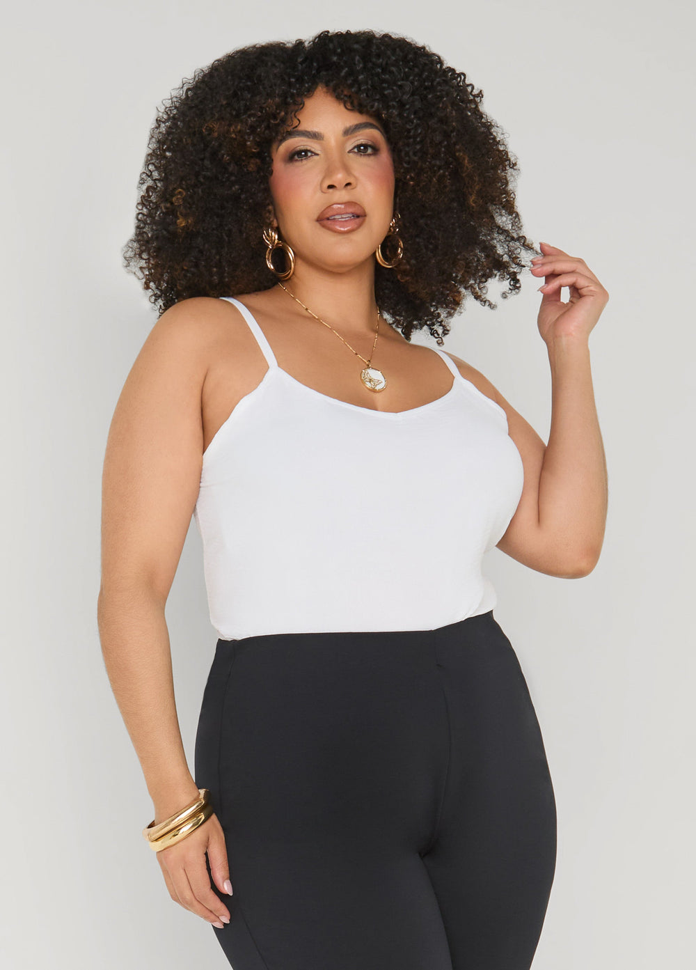 Textured V Neck Cami Primrose Yellow | Ashley Stewart