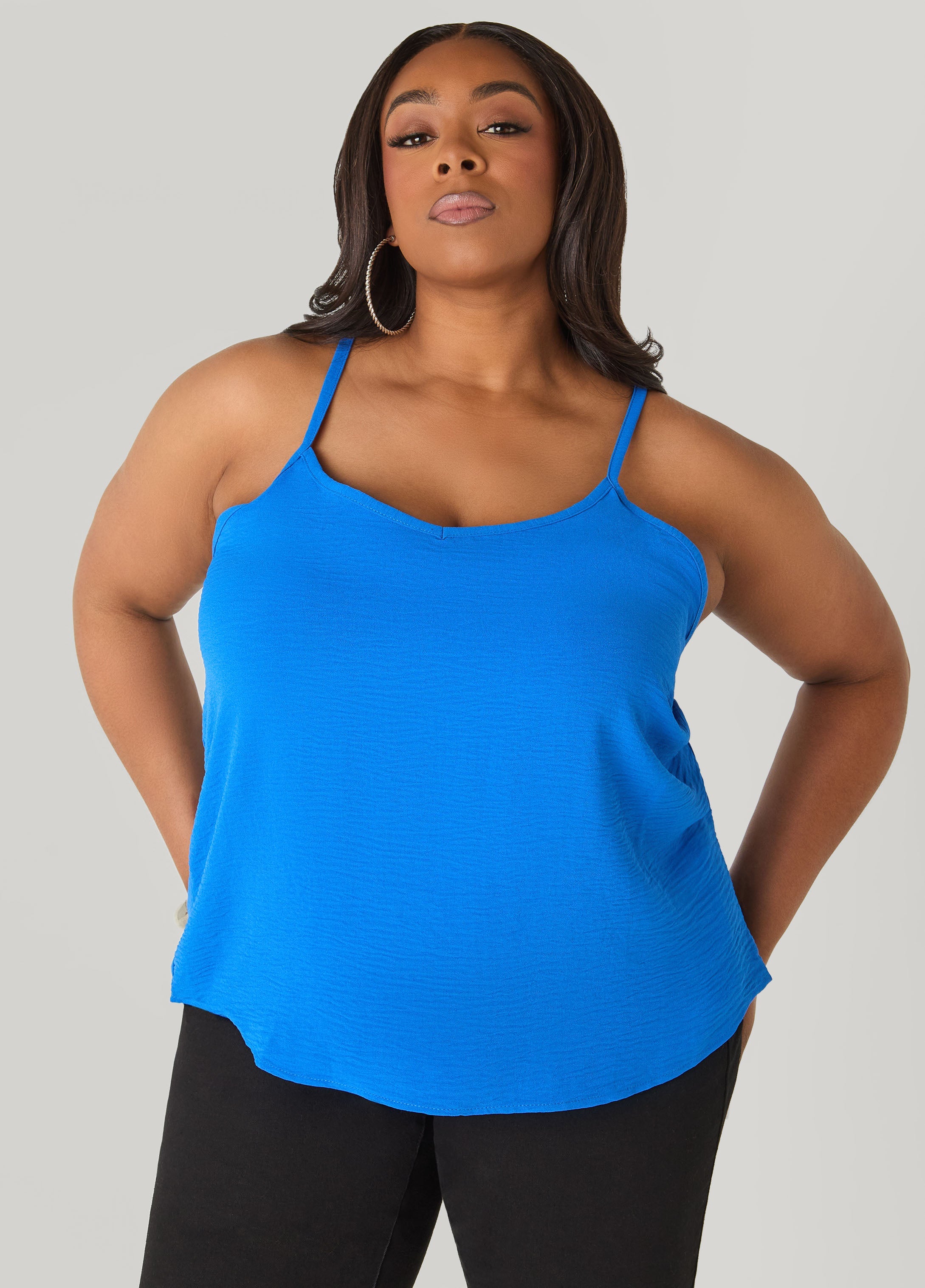 Textured V Neck Cami Primrose Yellow | Ashley Stewart