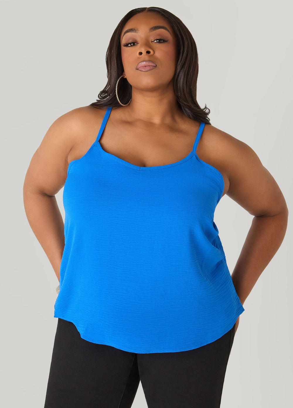 Textured V Neck Cami Primrose Yellow | Ashley Stewart