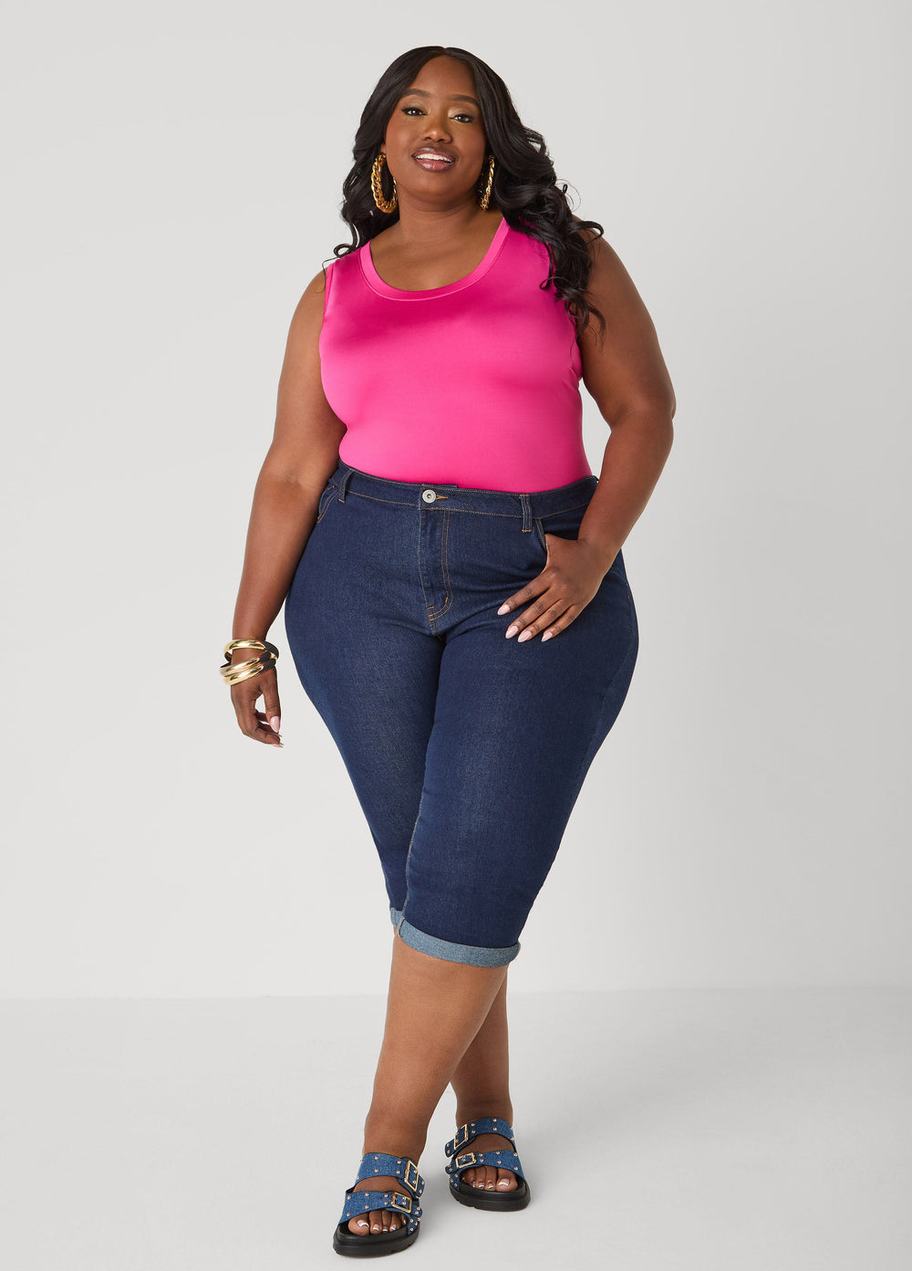 The Basic Stretch Knit Cami Bosphorus | Ashley Stewart