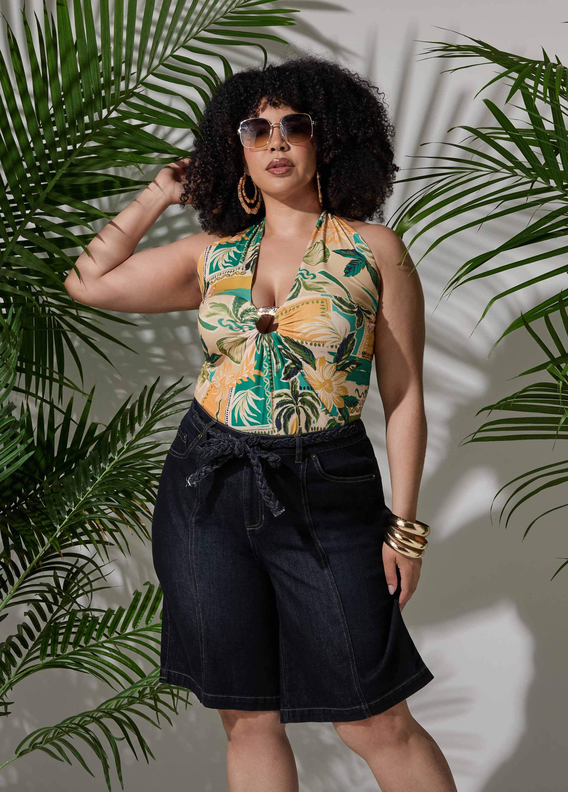 Tropical Print Halter Top Multi | Ashley Stewart