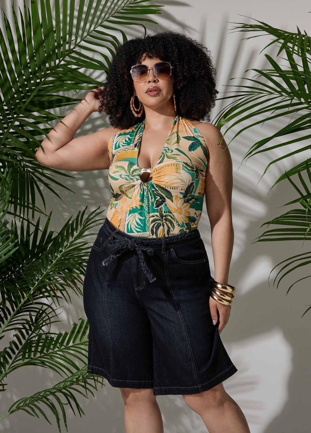 Tropical Print Halter Top Multi | Ashley Stewart