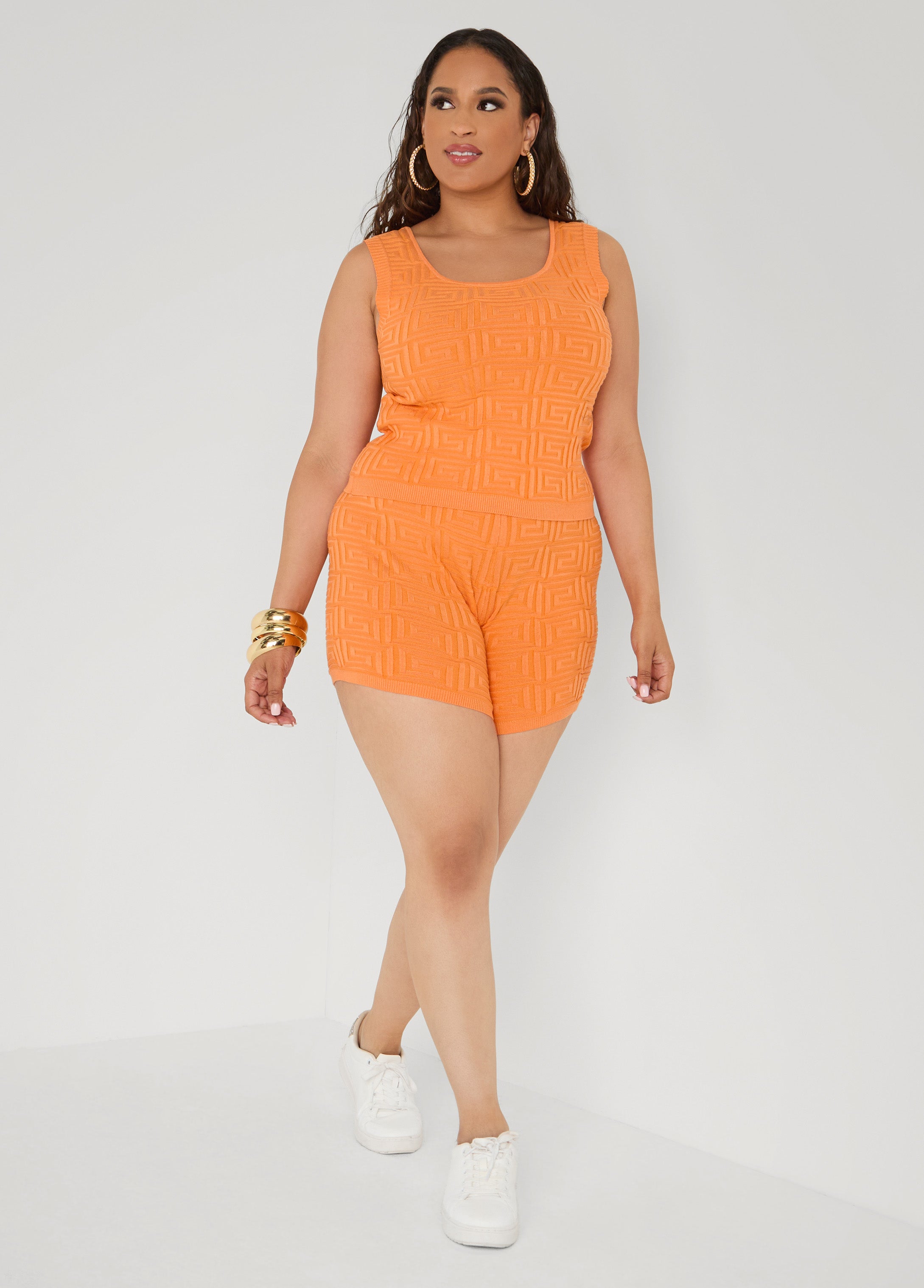 Jacquard Tank Top White | Ashley Stewart
