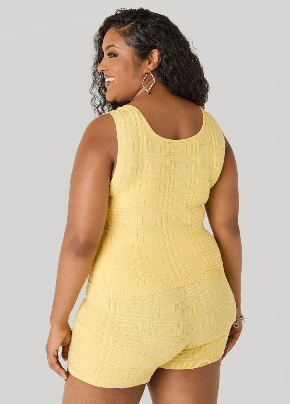 Jacquard Tank Top White | Ashley Stewart