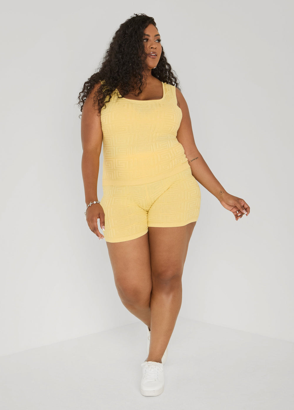 Jacquard Tank Top White | Ashley Stewart