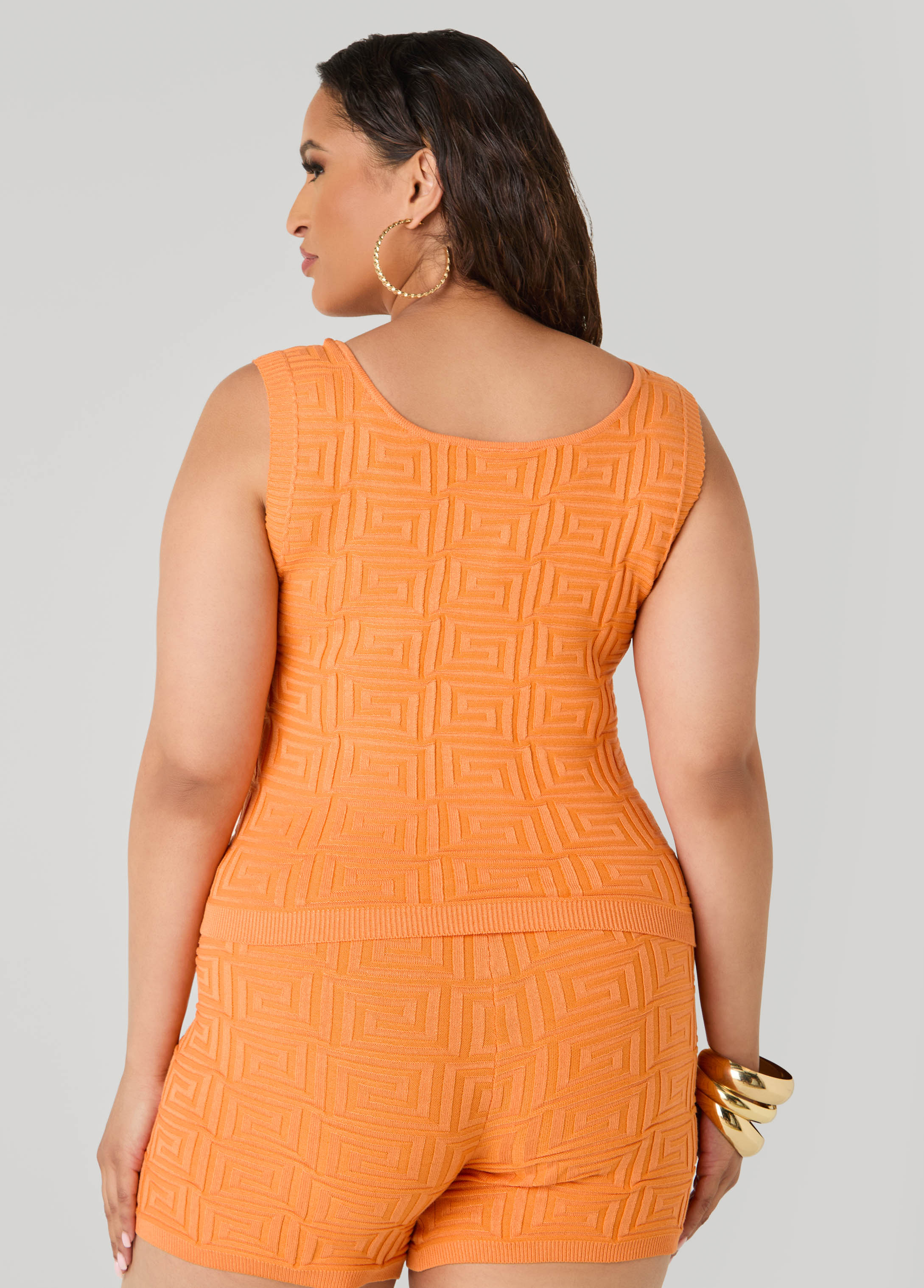Jacquard Tank Top White | Ashley Stewart