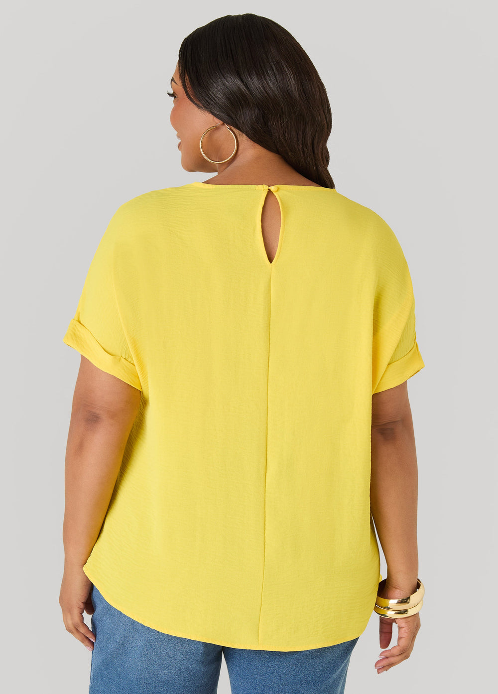Cuffed Textured Top Victoria Blue | Ashley Stewart