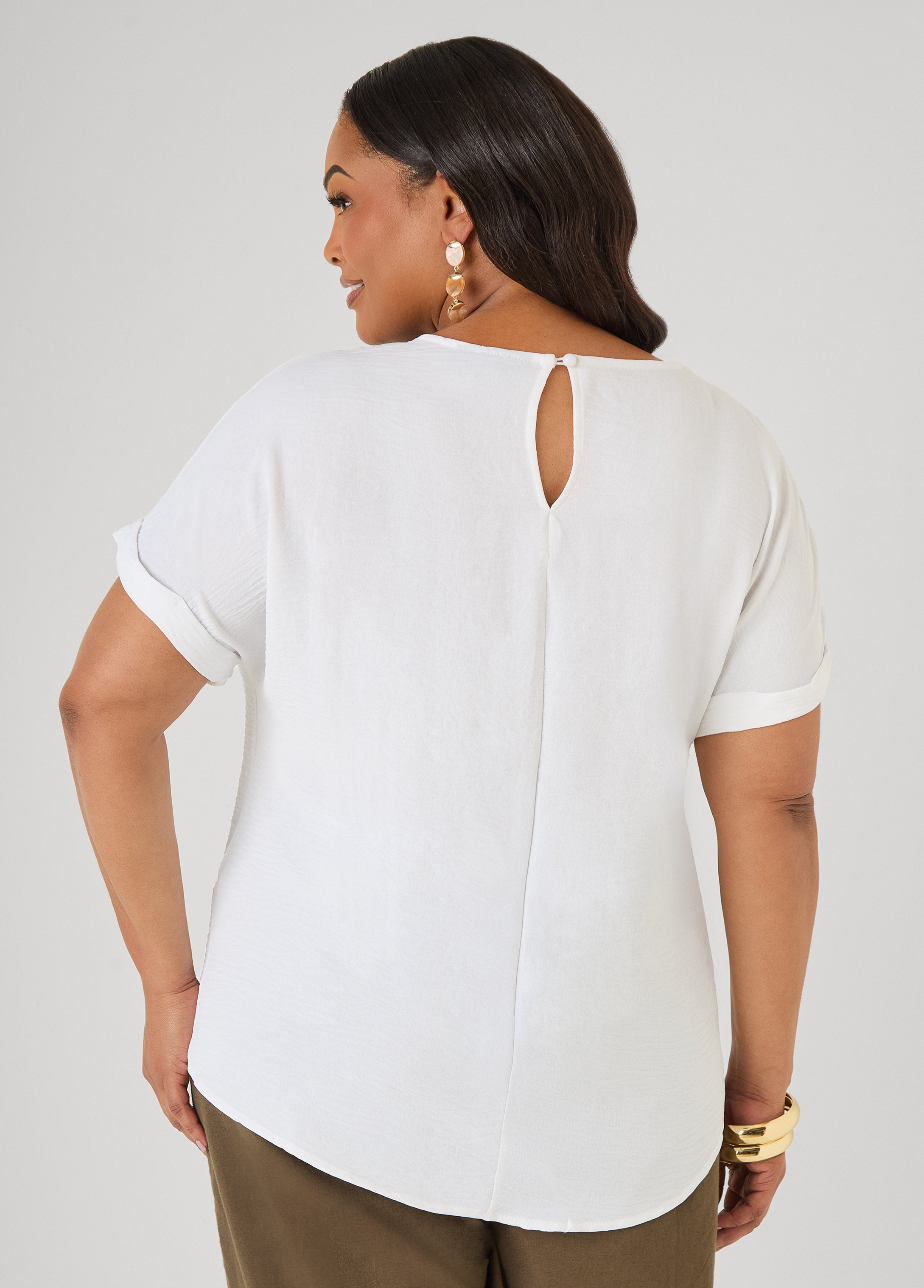 Cuffed Textured Top Victoria Blue | Ashley Stewart