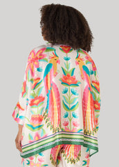 Parrot Print Satin Shirt Multi | Ashley Stewart