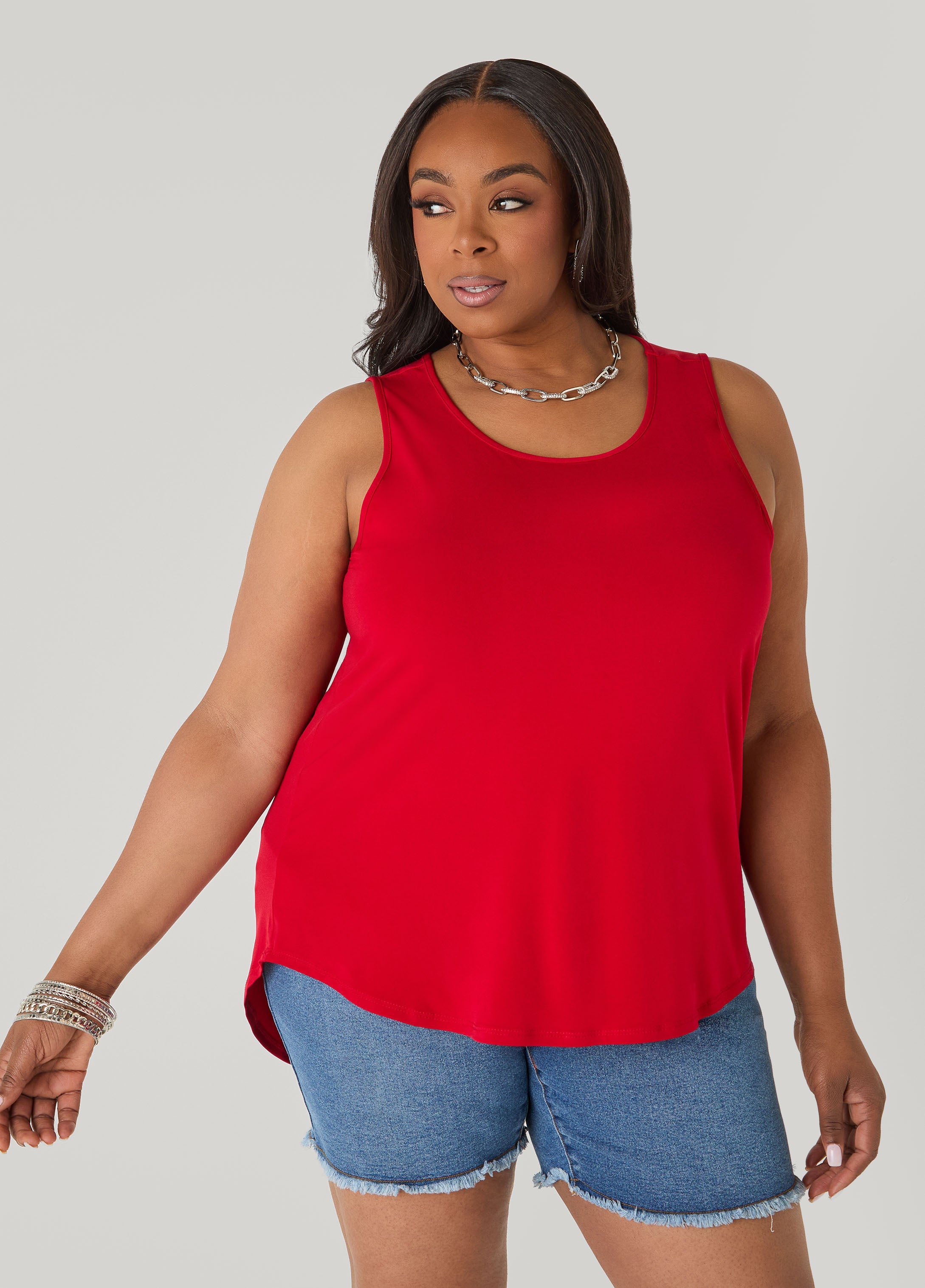 Cutout Knit Tank Poinsettia | Ashley Stewart