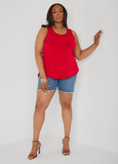 Cutout Knit Tank Poinsettia | Ashley Stewart