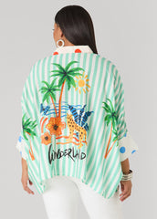 Wonderland Printed Shirt Multi | Ashley Stewart