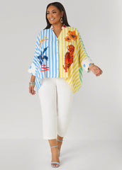 Wonderland Printed Shirt Multi | Ashley Stewart