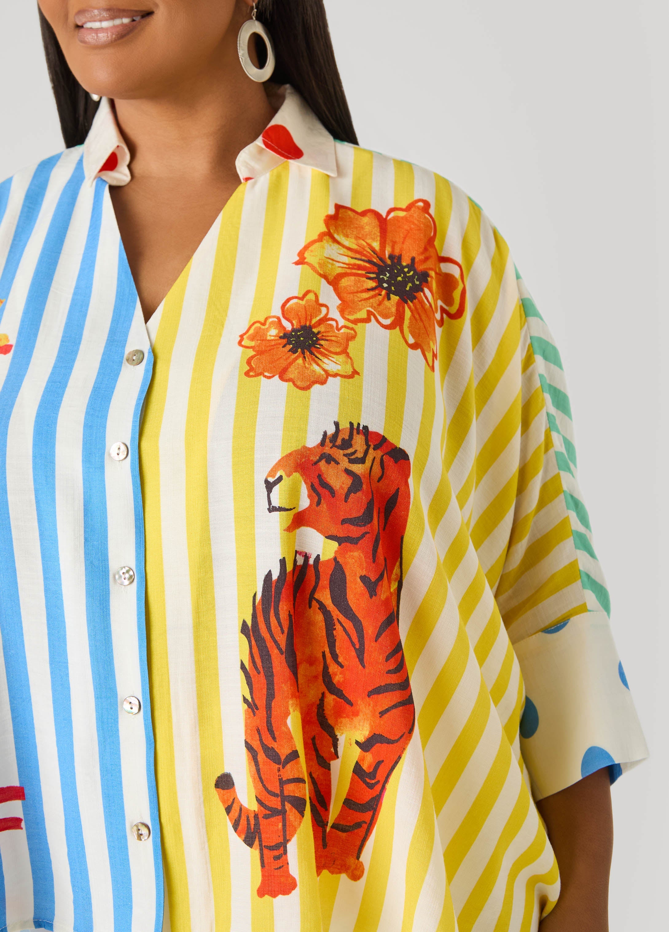 Wonderland Printed Shirt Multi | Ashley Stewart