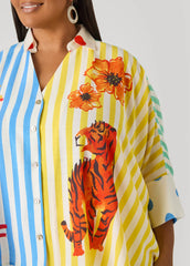 Wonderland Printed Shirt Multi | Ashley Stewart
