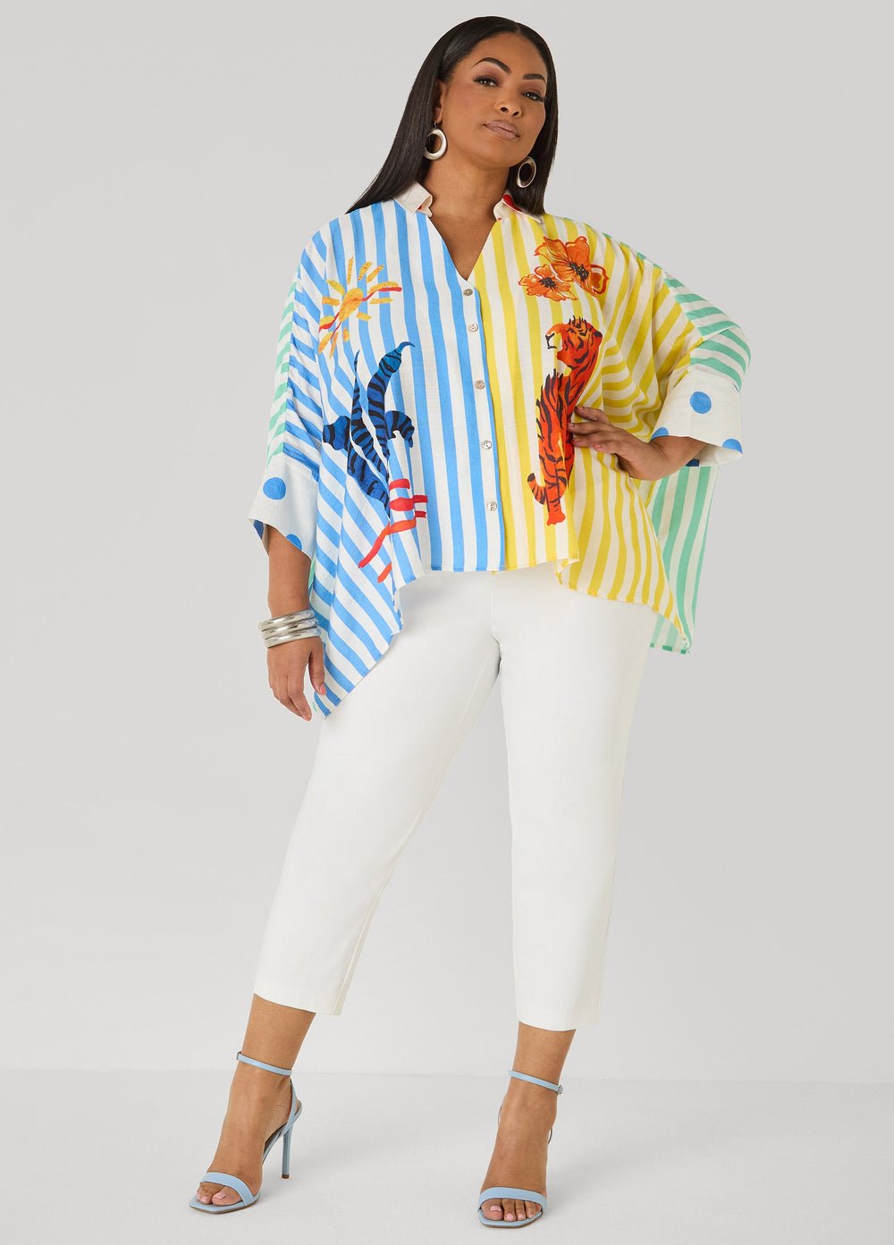 Wonderland Printed Shirt Multi | Ashley Stewart